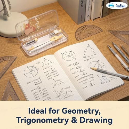 Image of FunBlast Capybara Theme Compass Set - 2 Pcs Mini Transparent Geometry Box with Compasses and Pencil Nib, Math Geometry Kit for Student & Professional (Brown-)