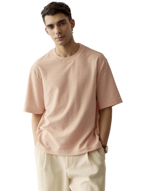 Men Structure Cotton Blend Relaxed Fit Crew Neck Grey-image-16