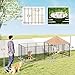 GOWE Large Outdoor Dog Kennel with Rotating & Adjustable Height Bowls, Waterproof & UV-Resistant Canopy, Coffee