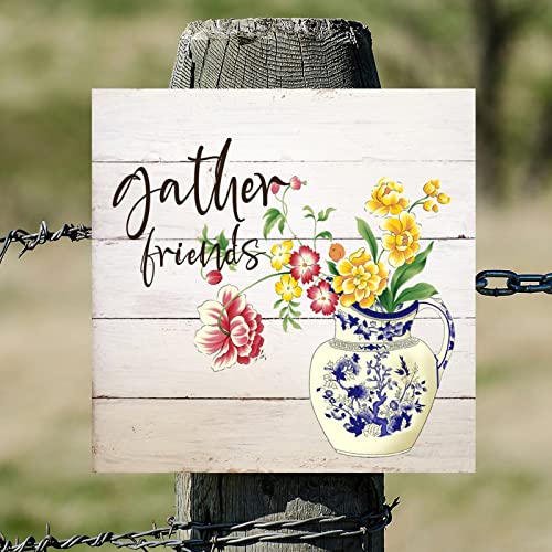 Cadre vintage bois orchidée fleur suspension murale 40cm