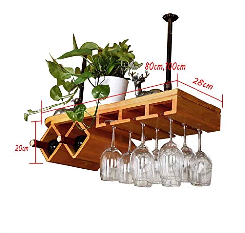 Casier inversé porte-bouteille bois massif rétro 80x28x20cm pour bar - 3