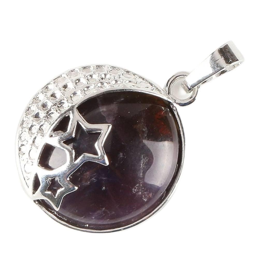 Collar con colgante de piedra natural para mujer, amatista natural tallada a mano, astilla, estrella de luna, collares de piedras preciosas envueltas, joyería para mujer, regalo para esposa, novia