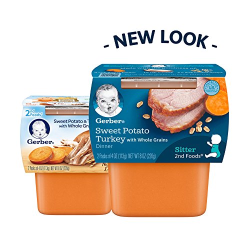 Gerber 2nd Foods Sweet Potato and Turkey, 4 oz Tubs, 2 Count (Pack of 8) ( Packaging May Vary )