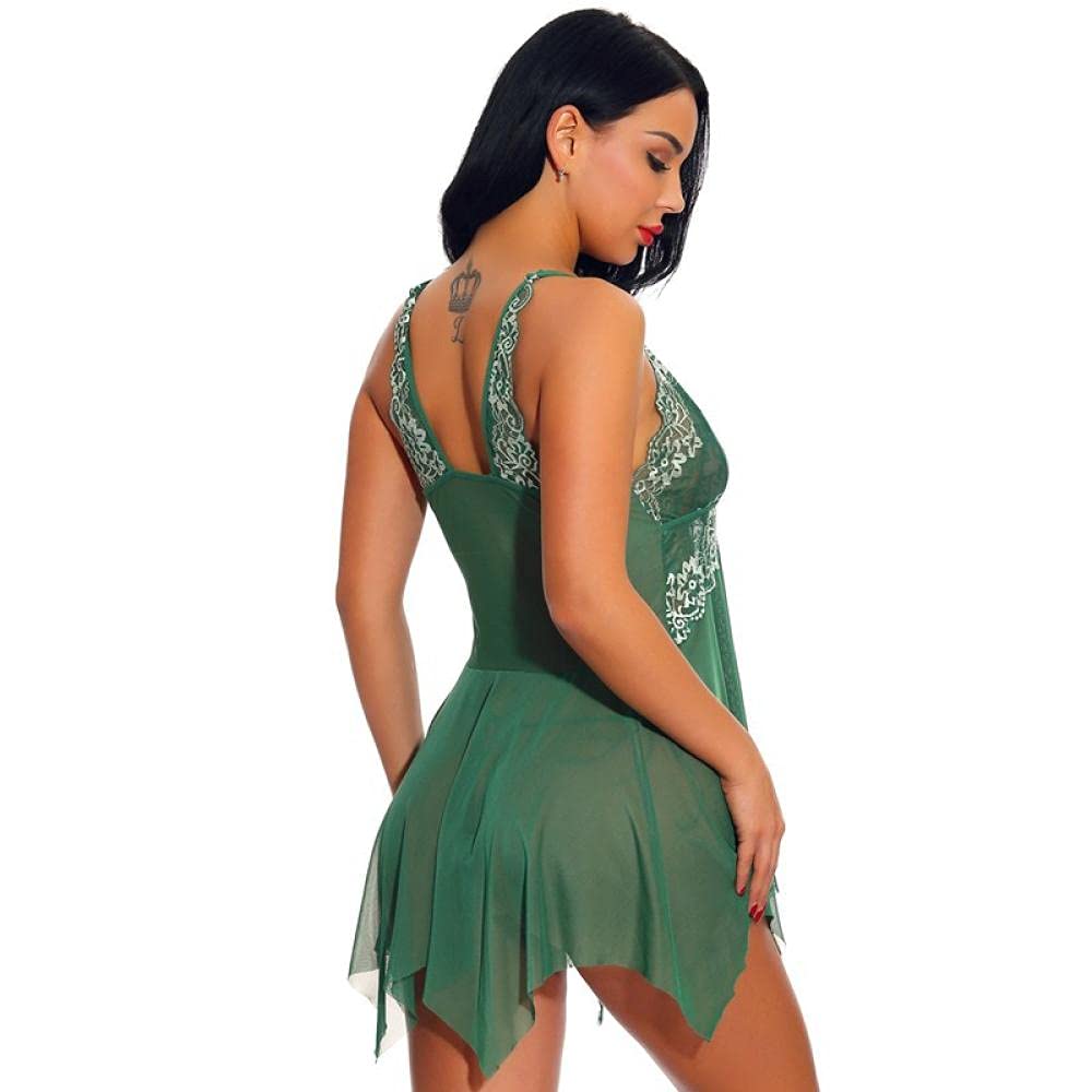 Ropa interior de mujer Lencería para mujeres Encaje Babydoll Sexy Chemise V-cuello Malla Ropa de dormir