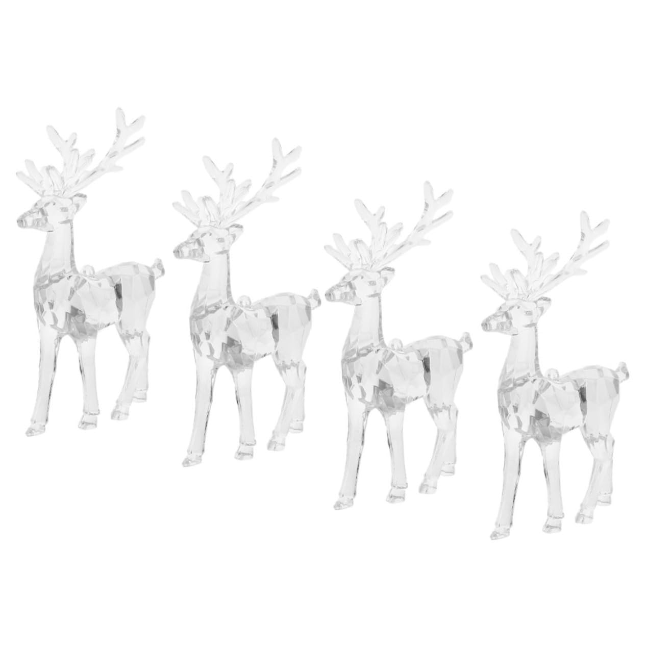 4 Piezas Figuras de Navideños Acrílicos Transparentes de Estatuas Decorativas para Mesa y Ventana Adornos Reutilizables para Sala y Dormitorio