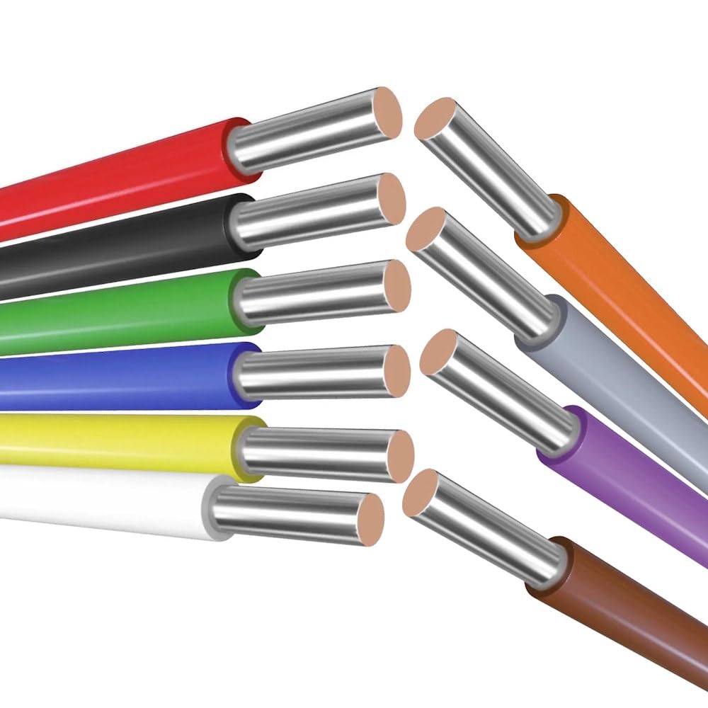 XENTERIO YV Schaltdraht-Set 0,5 mm | 10 Farben je 25 m Spule | Kupfer verzinnt starr | 900V | 1 Set