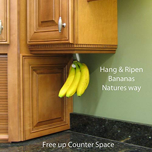 Gadjit Banana Hook Under Cabinet Hanger Ripens Bananas with Less Bruises, Folds up Out of Sight When Not in Use, Saves Countertop Space, Self-Adhesive + Pre-drilled Screw Holes (Black) - Thumbnail 6