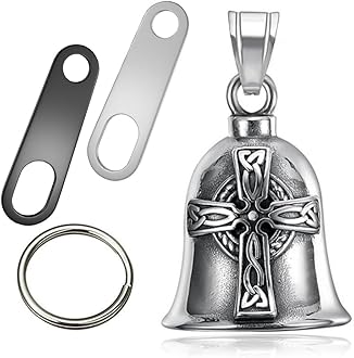 Jvuouxy Guardian Angel Motorcycle Bell Good Luck Keychain & Drive Safe Pendant Accessories for Men Women Riding Safety