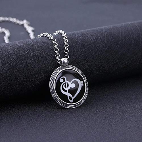 Collier note de musique pendentif rond argenté aux finitions bijoux - 3