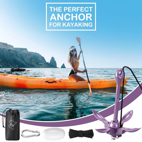 Image of Lounsweer 2 Pack 1.5 /3.5 lb Marine Kayak Anchor Kit Folding Grapnel Anchor Kit Boat Kayak Fishing Accessories for Small Boats Kayaks Canoe Paddle Boards