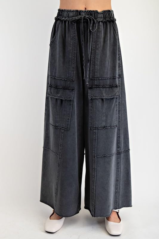 utcoco Women's Y2k Baggy Cargo Pants Drawstring High Waisted Wide Leg Pants Casual Trousers with Pockets4