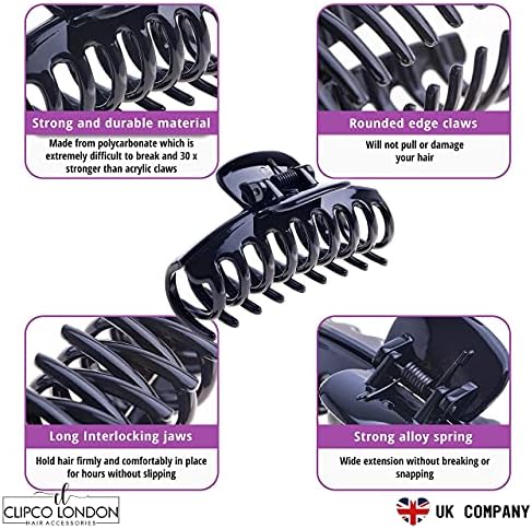 Hair Claws For Fine Hair Brown and Black Hair Clips Women Girls Non-slip Grip 2Pcs Set