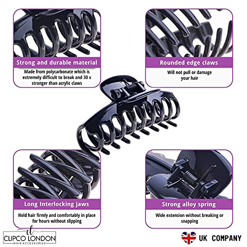 9cm Hair Clips Women Girls Hair Claw Clips Non-Slip Grip Strong Hold Brown/Black Hair Clips For Fine Hair Shiny Sectioning Styling Clips 2PCS Claws Set - Image 5