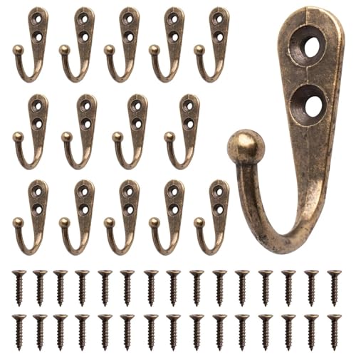 JOYIAL 15 Stück Kleiderhaken Schlüsselhaken Vintage Bronze Garderobenhaken mit Schrauben Kleiderhaken Wandhaken für Garderobe Mantelhaken Huthaken Wand Haken