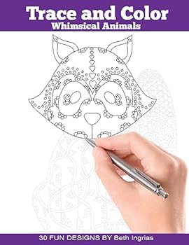 Paperback Trace and Color: Whimsical Animals: Adult Activity Book