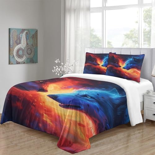 Housse de couette loup 3D parure de lit microfibre 200x200 - 7