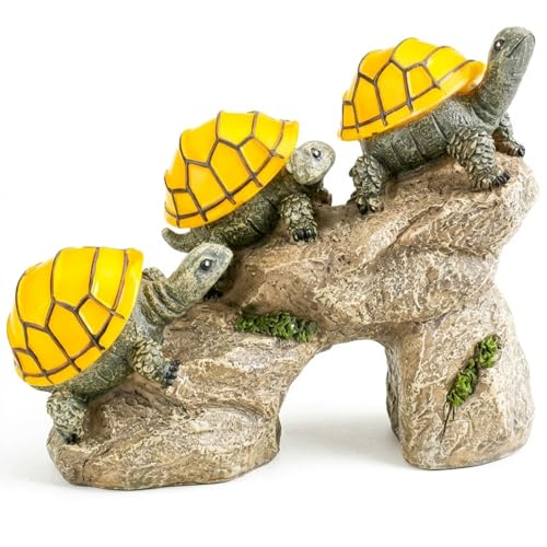 Bo-Toys Solar Powered Turtles on Log Outdoor Accent Lighting LED Garden Light Decor