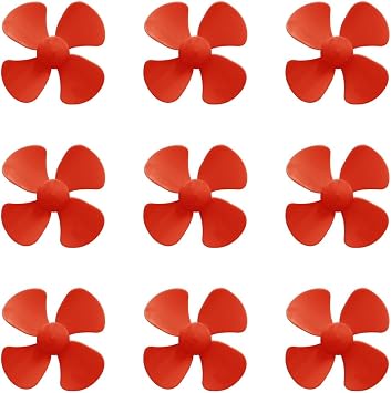 30PCS Motor Propellers 2mm Shaft Propellers with 4-Vanes 50mm Fan Shape Propellers for Motor RC Boat Ship RC Airplane DIY Model Toy Part Red