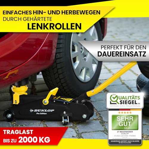 DUNLOP Wagenheber hydraulisch PRO Edition - Reifen wechseln in Bestzeit - 2t hydraulischer...
