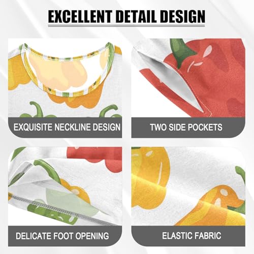 ALAZA Colorful Pepper Pajamas Set Short Sleeve Cotton Sleepwear Summer Pjs 2 Piece 5-14Y4