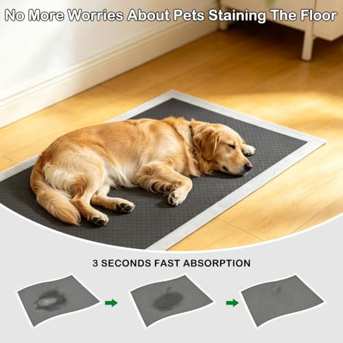 Image of Extra Large 31 inchx47 inch 40 Pcs Odor-Control Super Absorbency Charcoal Pee Pads for Dogs & Cats - Leak-Proof Thicken Disposable Potty Pads
