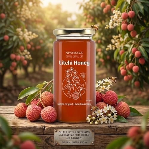 Image of NIYAMAYA Fresh Raw Litchi Honey 500g 100% Pure And Natural Unprocessed Single Origin Litchi Honey Directly From Litchi Farms Lab Tested Chemical Free, No Sugar, No Adulteration