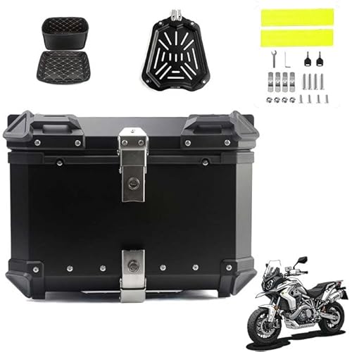 MYJDML Motorcycle Top Box for BMW S1000XR 2020-2024, Waterproof Aluminum Motorcycle Top Case Tail Box Motorcycle Luggage Wear-resistant Motorbike Tail Box Trunk,55L-Black