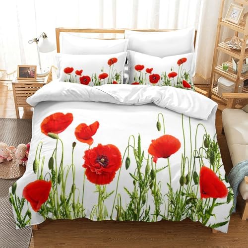 Housse de couette hypoallergique coquelicot en microfibre résistante 135x200 - 3