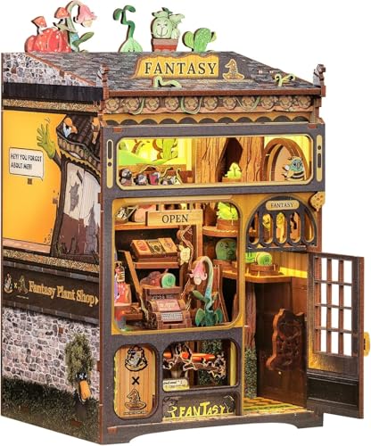 Image of Book Nook Kit - DIY Miniature House Dollhouse Kit for Adults and Teens, Booknook Tiny House Bookshelf Decor 3D Wooden Puzzle, Gifts for Family Friends. (Fantasy Plant Shop)