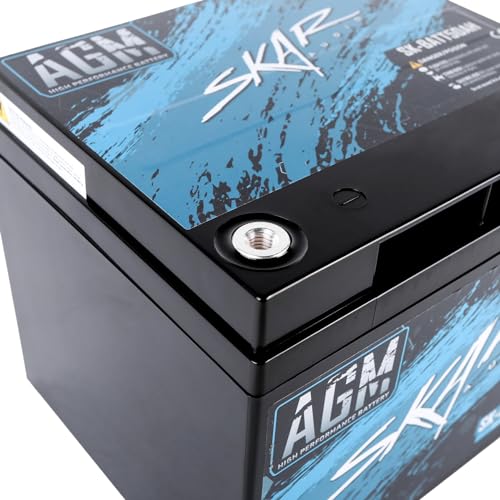 Image of Skar Audio 12V AGM 750 Amp 50Ah High Performance Car Audio Battery with Terminals | SK-BATT50AH