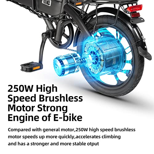 DYU Electric Bike for Adults Teens,16" Folding Electric Bicycle,Commuter City E-Bike with 250W Motor and 36V 7.5Ah Battery,Height Adjustable, Battery Indicator,Compact Portable,Unisex Aldult - Image 5