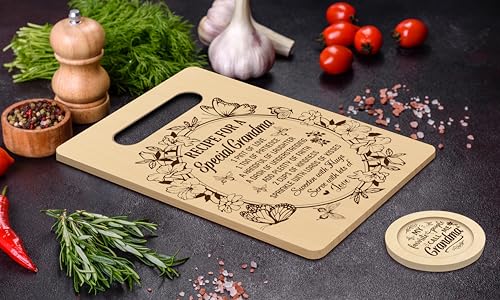 Tablero de corte rectangular de bambú para cocina, ideal como regalo para abuela, mamá o profesores — incluye posavasos redondo miniatura 3