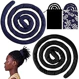 Hanaive 2 Pcs Spiral Lock Hair Tie Dreadlock Accessories, Aluminum Wire Embedded Bendable Loc Ponytail Holders for Women Men Thick Curly Locs Braids(Black, Navy Blue,Vintage)