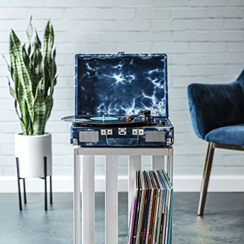 Image of Crosley CR8005F-IN Cruiser Plus Record Player, Indigo | 3-Speed Turntable, Bluetooth In / Out, Built-in Stereo Speakers, Isolated Internal Speakers Minimize Vibration