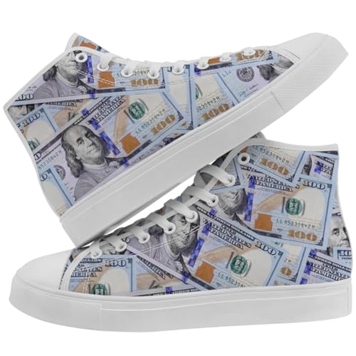 Women's Men's Money High Top Shoes Dollar High Top Canvas Sneakers3