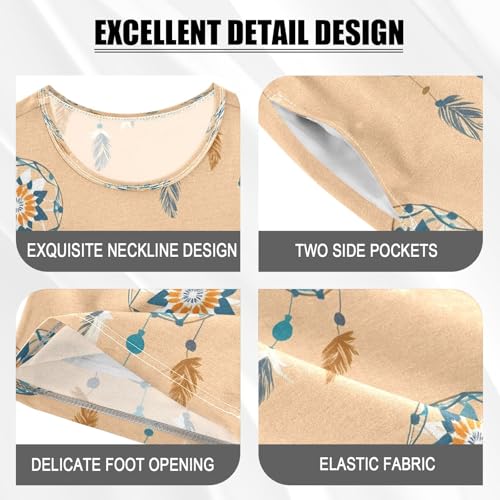 senya Ethnic Dreamcatcher Summer Pajamas Set Short Cotton Sleepwear 2 Piece4