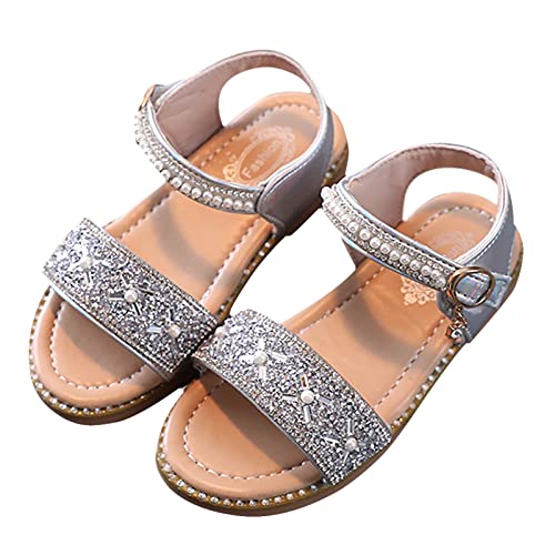 EnJoCho Girls Sandals Open Toe Rhinestone Princess Dress Flat Shoes Summer Sandals for Toddler Girls Sandals 1-11Years3