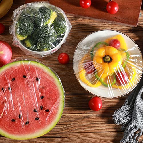 Image of 200PCS Plastic Elastic Bowl Covers Reusable,Food Storage Covers with Elastic Bowl Covers for Leftover, Plastic Covers for Bowls Fresh Keeping Bags for Family Outdoor Picnic (Thicken)