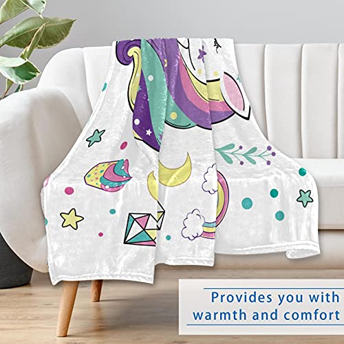 Couverture chaude licorne 150x100 cm anti-frisson pour lit et canapé