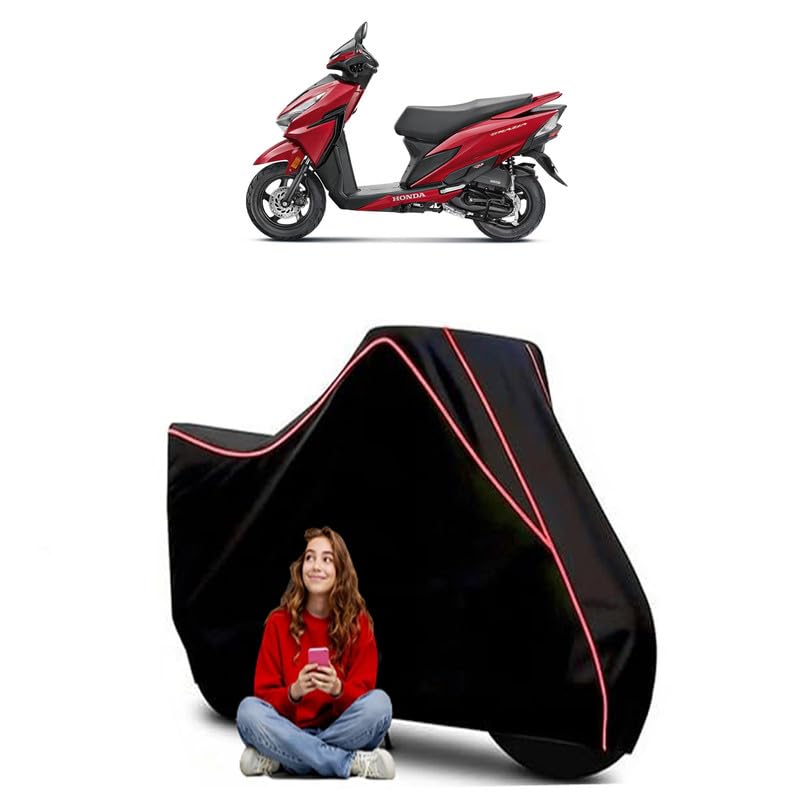 Image of Grazia Drum Scooty Bike Cover Water Resistant Outdoor Use Universal Fit Scooters Motorcycles Heavy Duty UV Protection Dust Rain Scratch Resistant Elastic Bottom Black Blue Piping