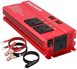 LVYUAN Power Inverter 2000W DC 12V to 230V AC Car Converter 12V with 4 USB 3 UK Sockets Car Adapter With LED Display