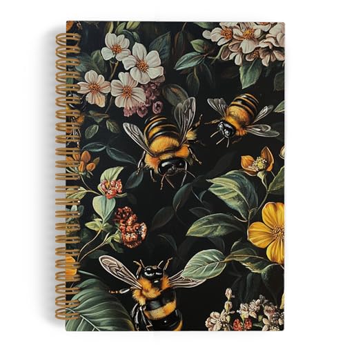 Carnet à spirale motif abeille 14x21 cm pour l'école et le bureau