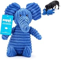 Zappi Co Blue Elephant Plush Dog Toy with Squeaker – Soft, durable, ribbed plush for cuddling and play. Perfect for small and medium dogs who enjoy a squeaky toy for comfort and interaction.