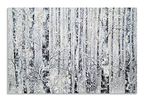 Image of Yihui Arts - One Panel Canvas Wall Art Snowy White Forest Picture Art Print Winter Nature Landscape Painting Contemporary Artwork for Bedroom Living Room Office Wall Decor Framed Easy Hanging