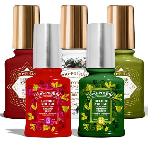 Poo-Pourri Before-You-Go Toilet Spray Holiday set, Hollyday Spice, Mistletoe Spritzes, Oh Spritzmas Tree, Berry and Bright, Balsam Bum
