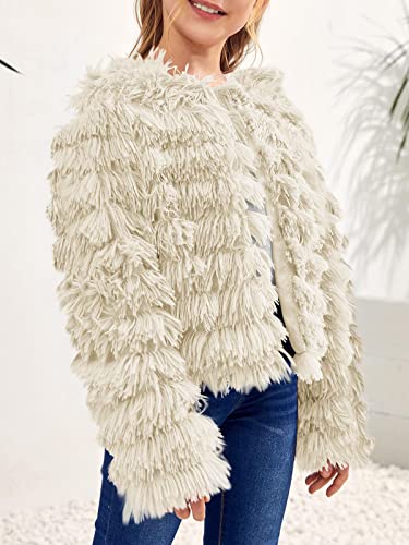 Inorin Girls Open Front Cardigan Faux Fur Coat Warm Fuzzy Trendy Winter Vintage Parka Shaggy Party Outerwear Jackets Tops thumb #4