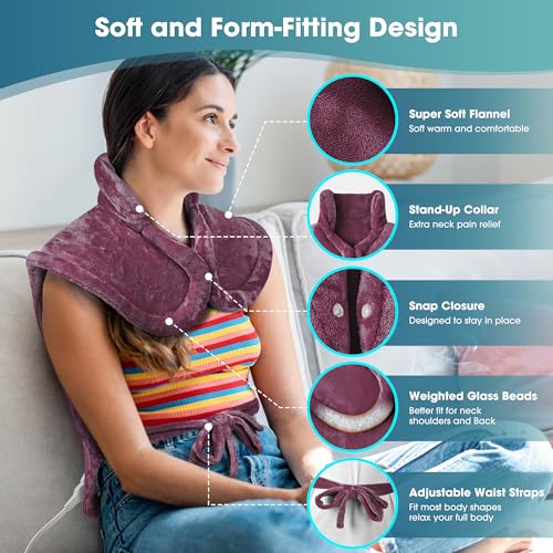 Image of Boileau Electric Heating Pad for Back Pain Relief, Birthday Gifts for Women Men Mom Dad Elderly, Self Care Gifts for Him Her Wife Husband, Neck Shoulder Back Pain Relief 24 inchx33 inch Large Heating Heat Pad