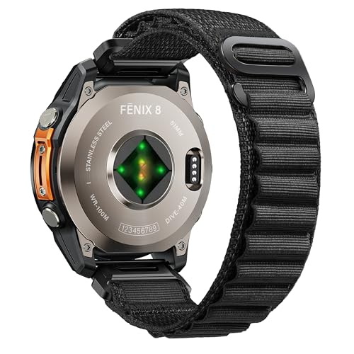 NotoCity Correa para Garmin Fenix 6x pro, Quickfit 26mm Correa para Garmin Fenix 8 51mm/7x/6x/7x pro/5x/5x plus/3/3HR, Nylon Gancho G Ajustable para Tactix 8 51mm, Enduro 2/3, Quatix 3/7x(Negro)