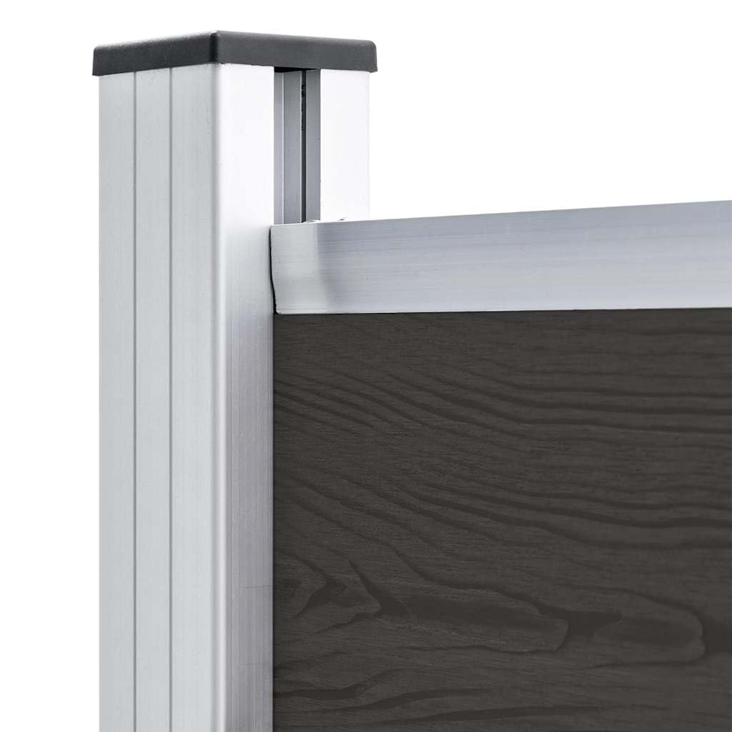 WPC Zaunelement 95x186 cm Schwarz, Sichtschutzzaun für Garten und Terrasse, langlebiges Zaunpaneel aus Holz-Kunststoff-Verbundwerkstoff mit Aluminium-Oberprofil