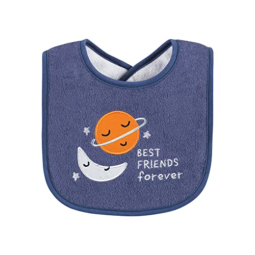 Image of Hudson Baby Unisex Baby Cotton Terry Drooler Bibs with Fiber Filling, Galactic Explorer, One Size